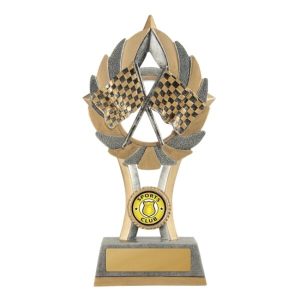 Ezi-Rez Crossed Flags Trophy With 25mm Centre