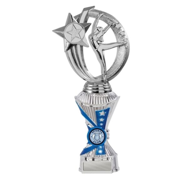 Silver/Blue Gymnastics Trophy With 25mm Centre